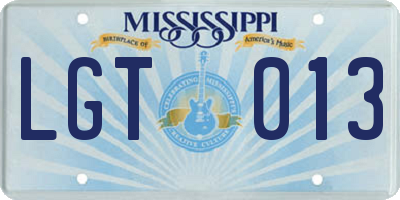 MS license plate LGT013