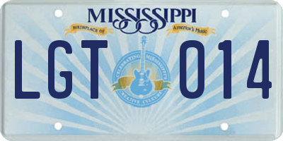 MS license plate LGT014