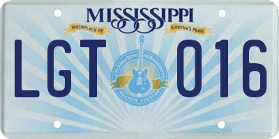 MS license plate LGT016