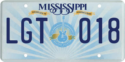 MS license plate LGT018