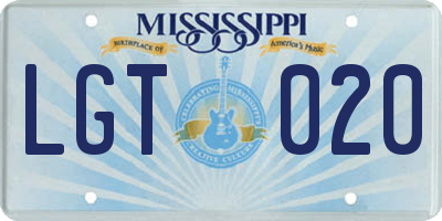 MS license plate LGT020