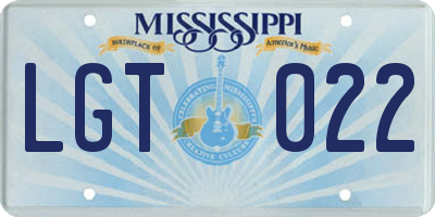 MS license plate LGT022