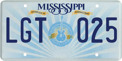 MS license plate LGT025