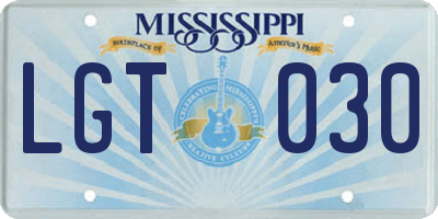 MS license plate LGT030