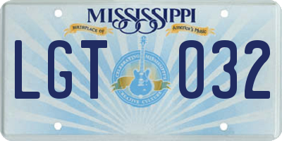 MS license plate LGT032