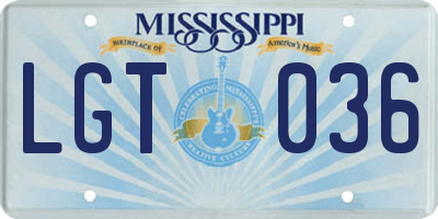 MS license plate LGT036