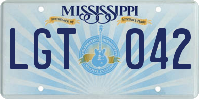 MS license plate LGT042