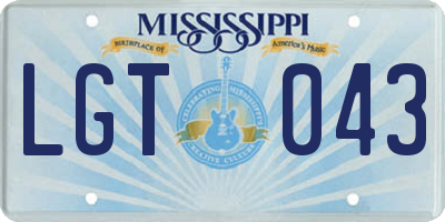 MS license plate LGT043