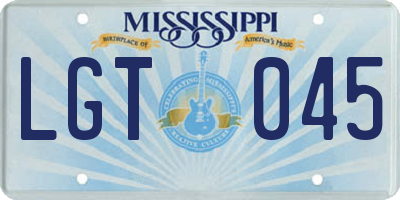MS license plate LGT045