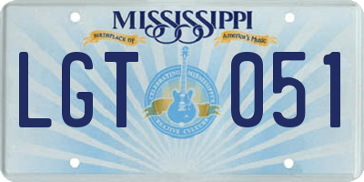 MS license plate LGT051