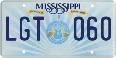 MS license plate LGT060