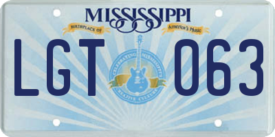 MS license plate LGT063