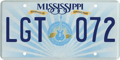 MS license plate LGT072