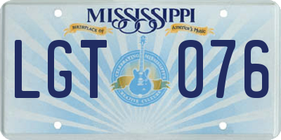 MS license plate LGT076