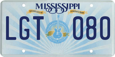 MS license plate LGT080