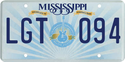 MS license plate LGT094