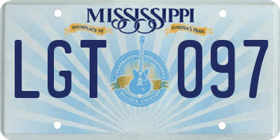 MS license plate LGT097