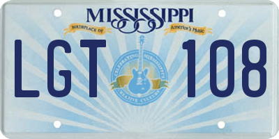 MS license plate LGT108