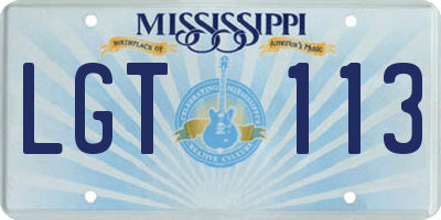 MS license plate LGT113
