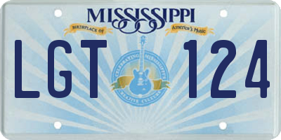 MS license plate LGT124
