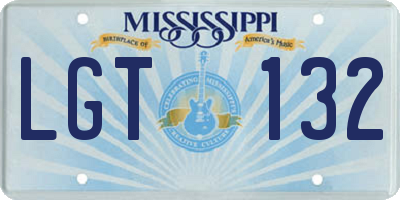 MS license plate LGT132