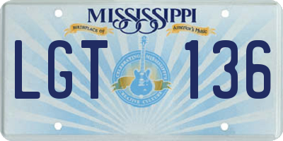 MS license plate LGT136
