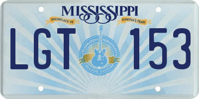 MS license plate LGT153