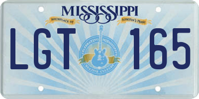 MS license plate LGT165