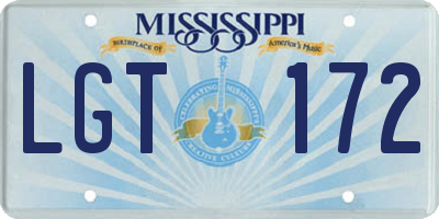 MS license plate LGT172