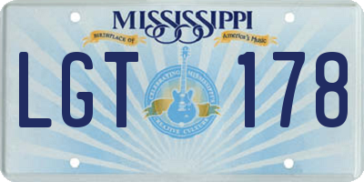 MS license plate LGT178