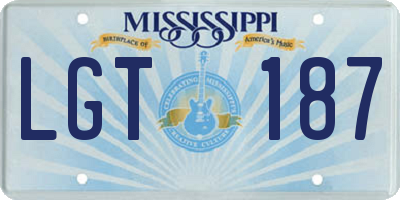 MS license plate LGT187