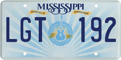 MS license plate LGT192