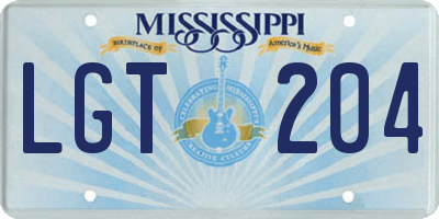MS license plate LGT204