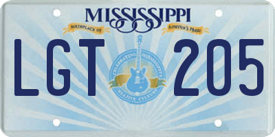MS license plate LGT205