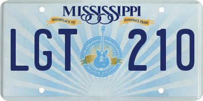 MS license plate LGT210