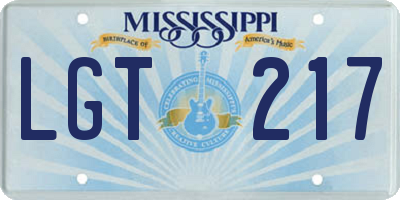 MS license plate LGT217