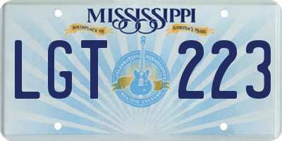 MS license plate LGT223