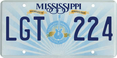 MS license plate LGT224