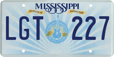 MS license plate LGT227