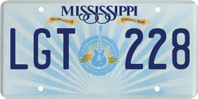MS license plate LGT228