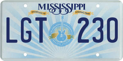 MS license plate LGT230