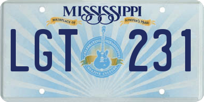 MS license plate LGT231