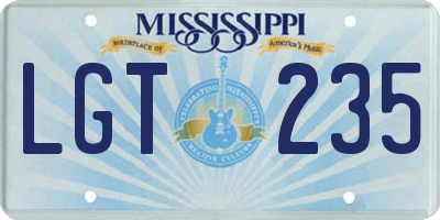 MS license plate LGT235