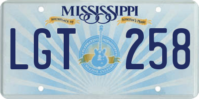 MS license plate LGT258