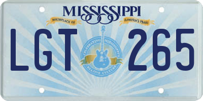 MS license plate LGT265