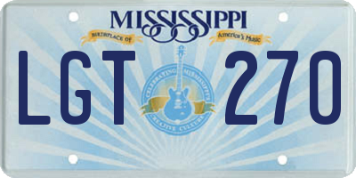 MS license plate LGT270