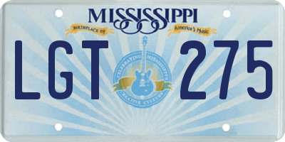 MS license plate LGT275