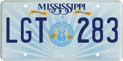 MS license plate LGT283