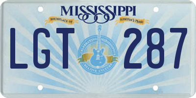 MS license plate LGT287