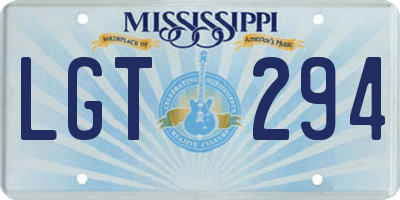 MS license plate LGT294